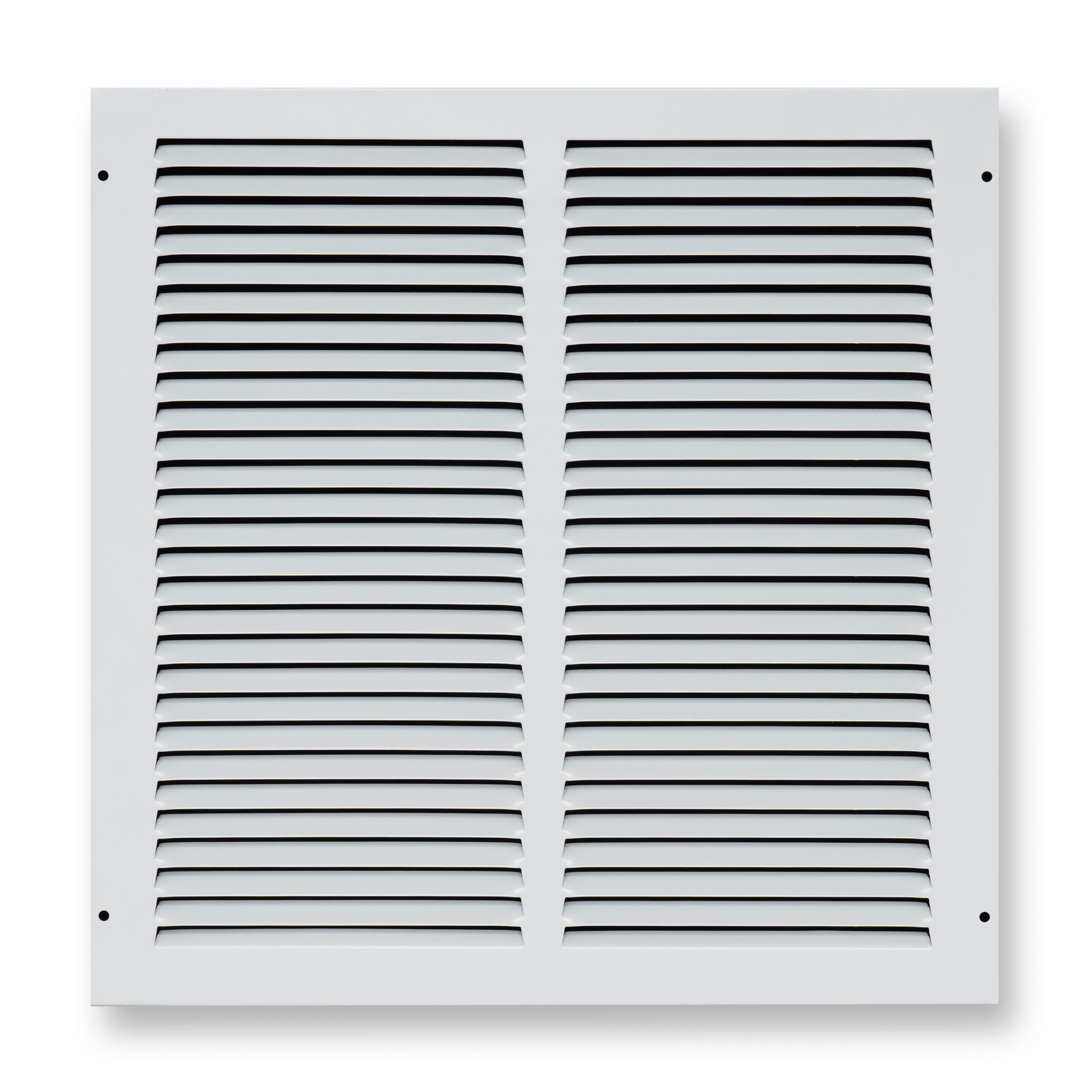 14 x 14-inch White Steel flat stamped return grille, front view 2