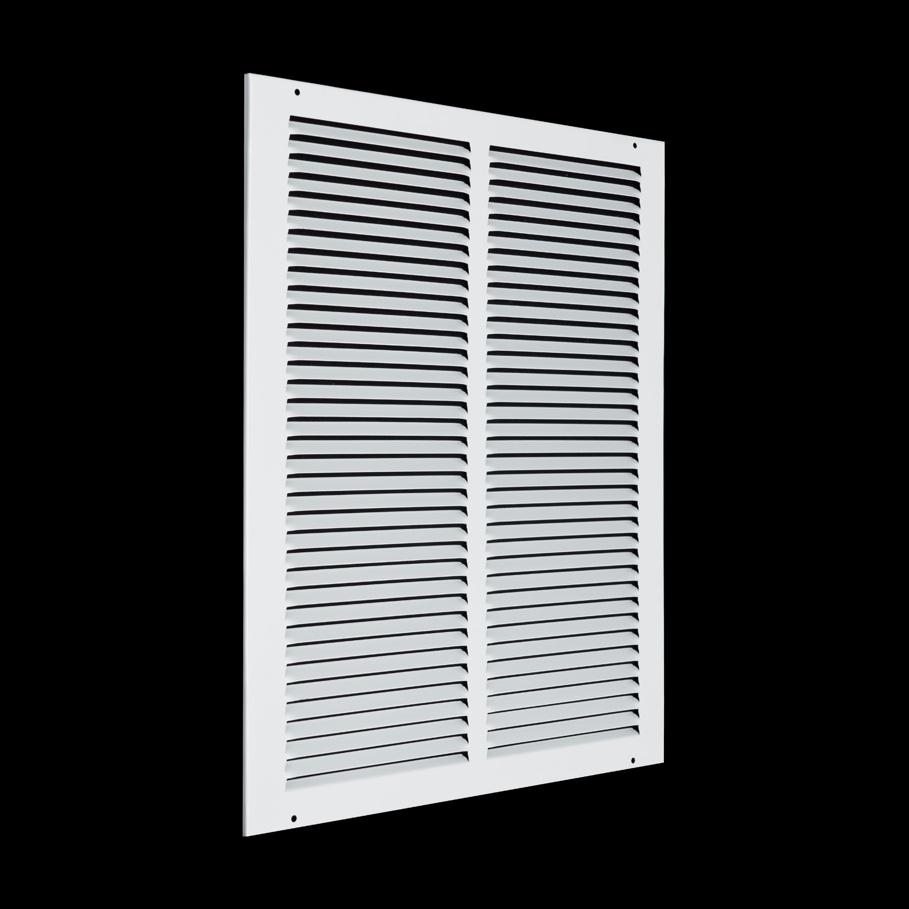 14 x 18-inch White Steel flat stamped return grille, angled view
