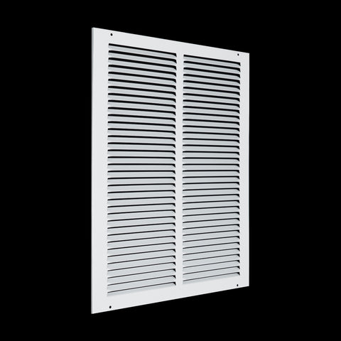 14 x 18-inch White Steel flat stamped return grille, angled view
