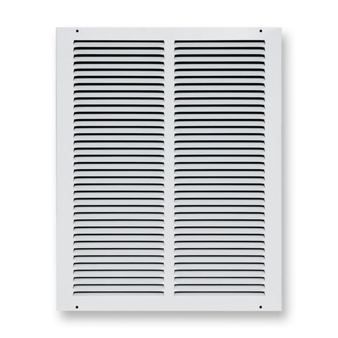 14 x 18-inch White Steel flat stamped return grille, front view 2