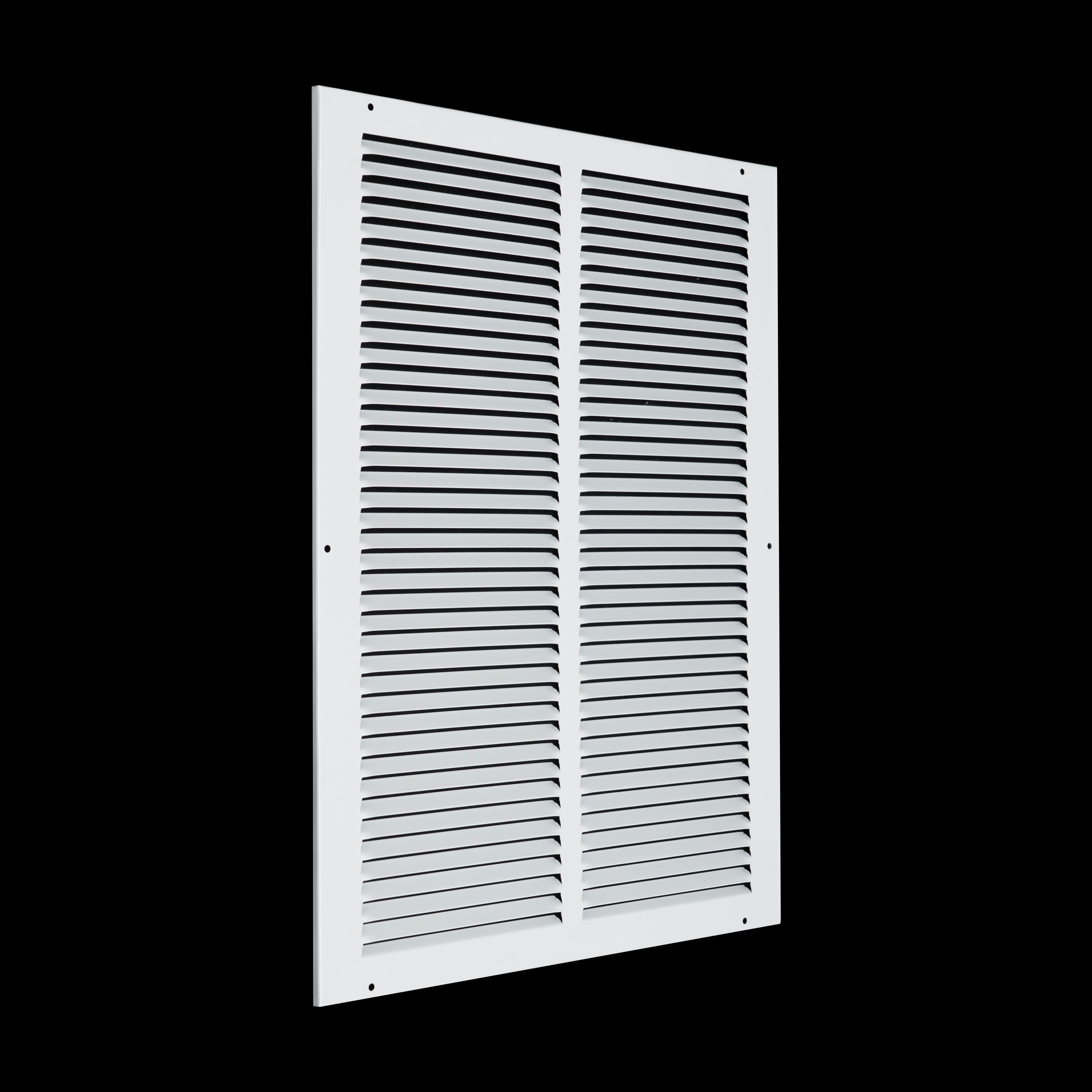 14 x 20-inch White Steel flat stamped return grille, angled view