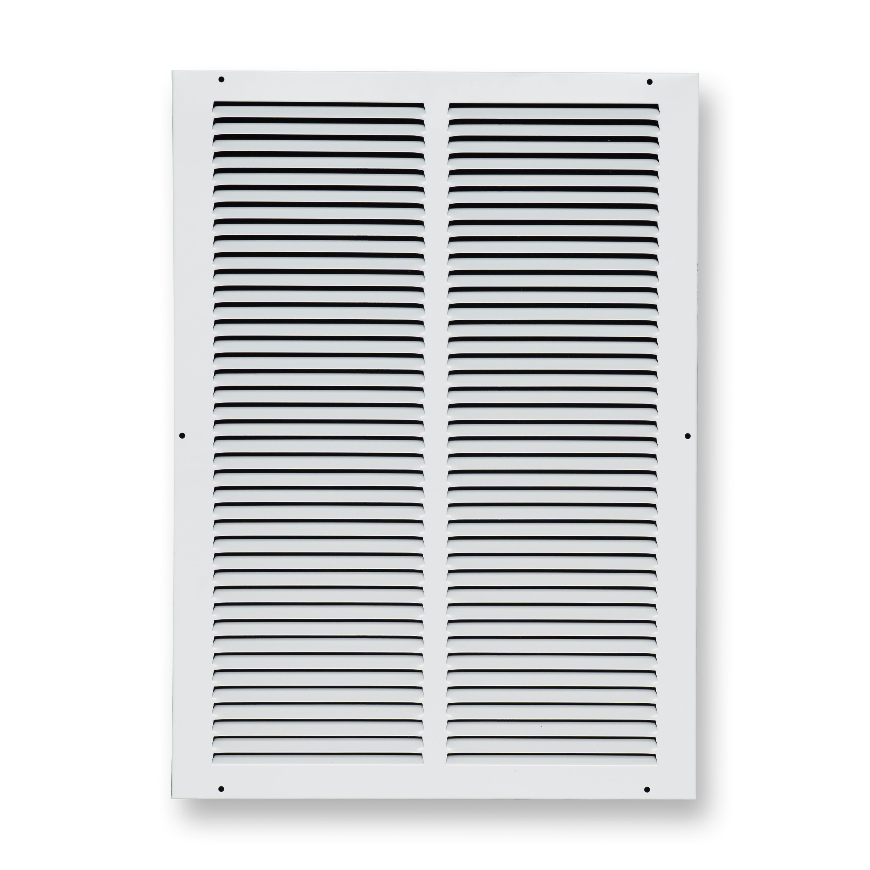 14 x 20-inch White Steel flat stamped return grille, front view 2