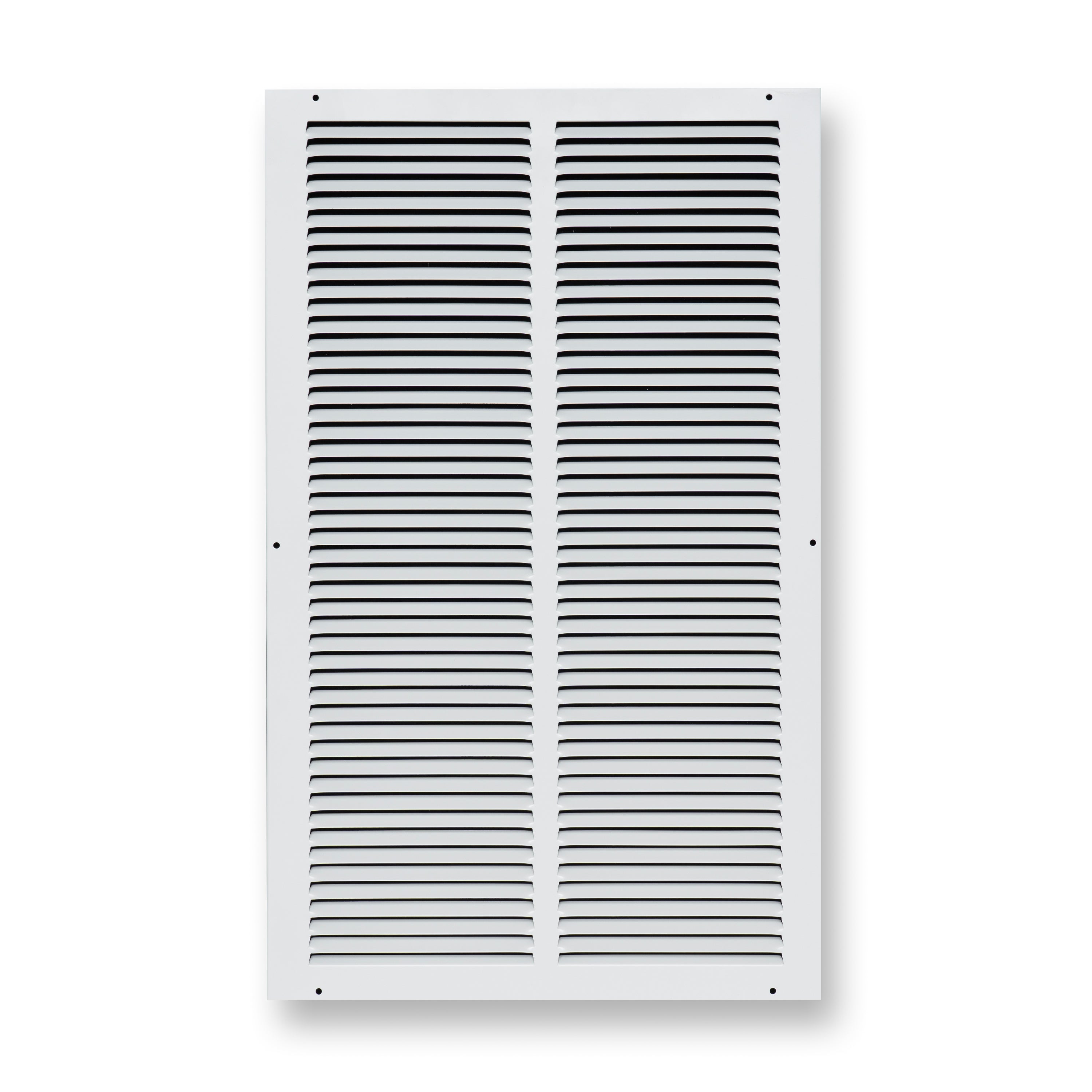 14 x 24-inch White Steel flat stamped return grille, front view 2