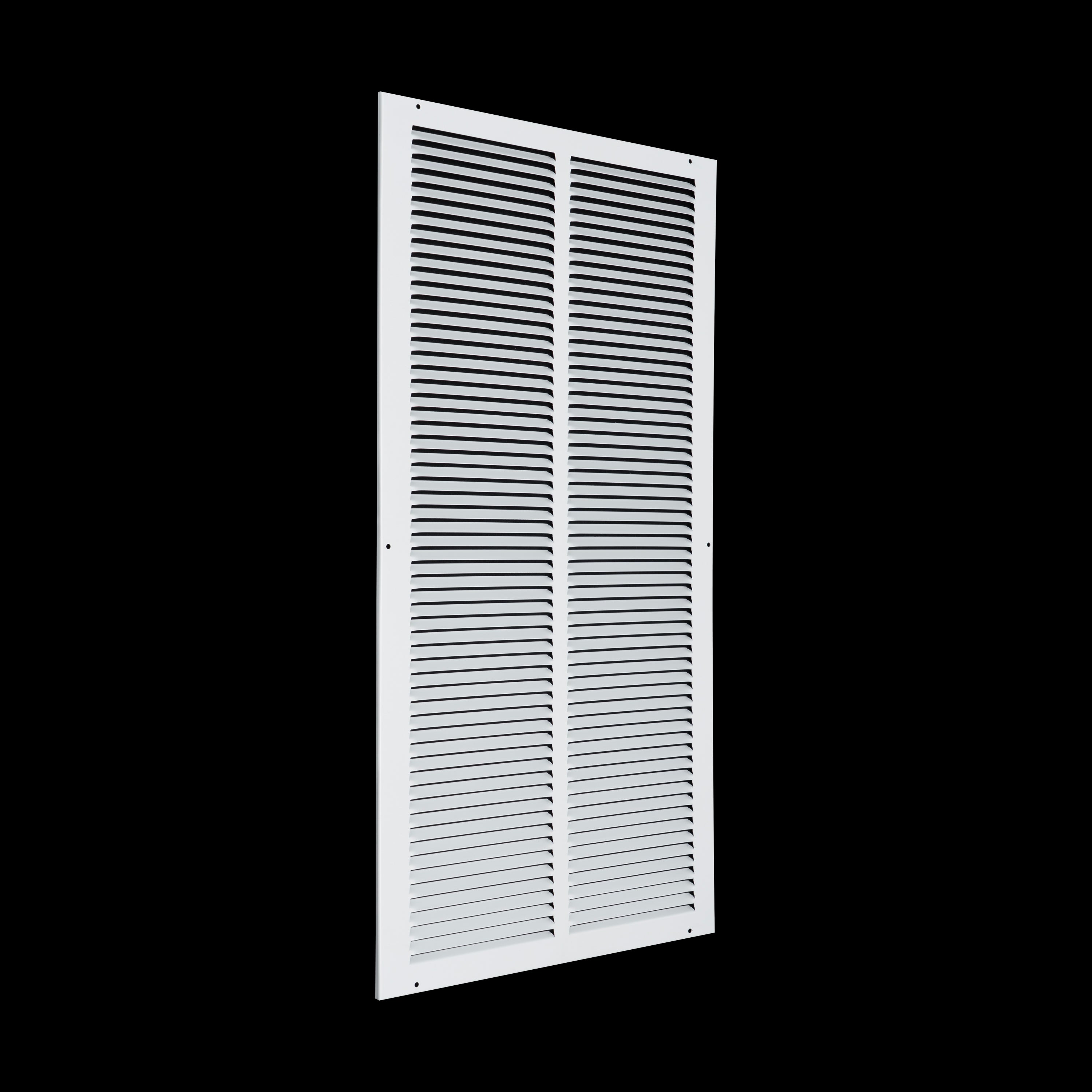 14 x 30-inch White Steel flat stamped return grille, angled view