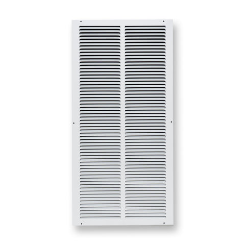 14 x 30-inch White Steel flat stamped return grille, front view 2