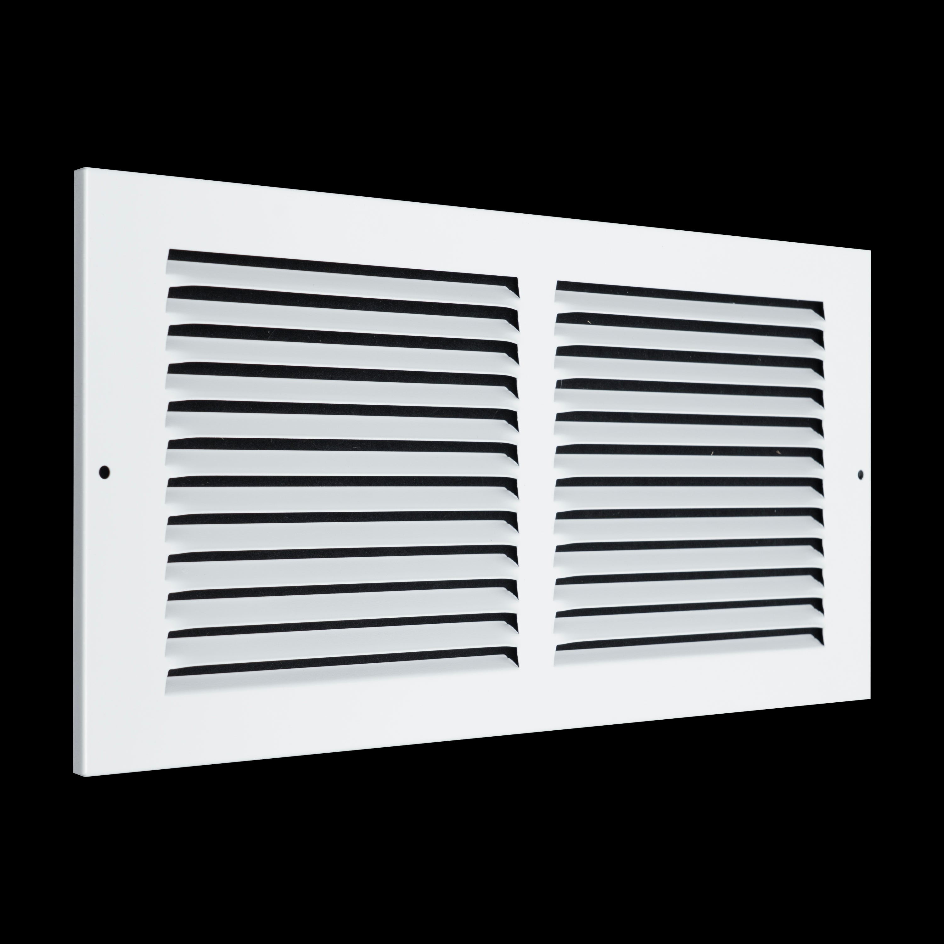 14 x 6-inch White Steel flat stamped return grille, angled view