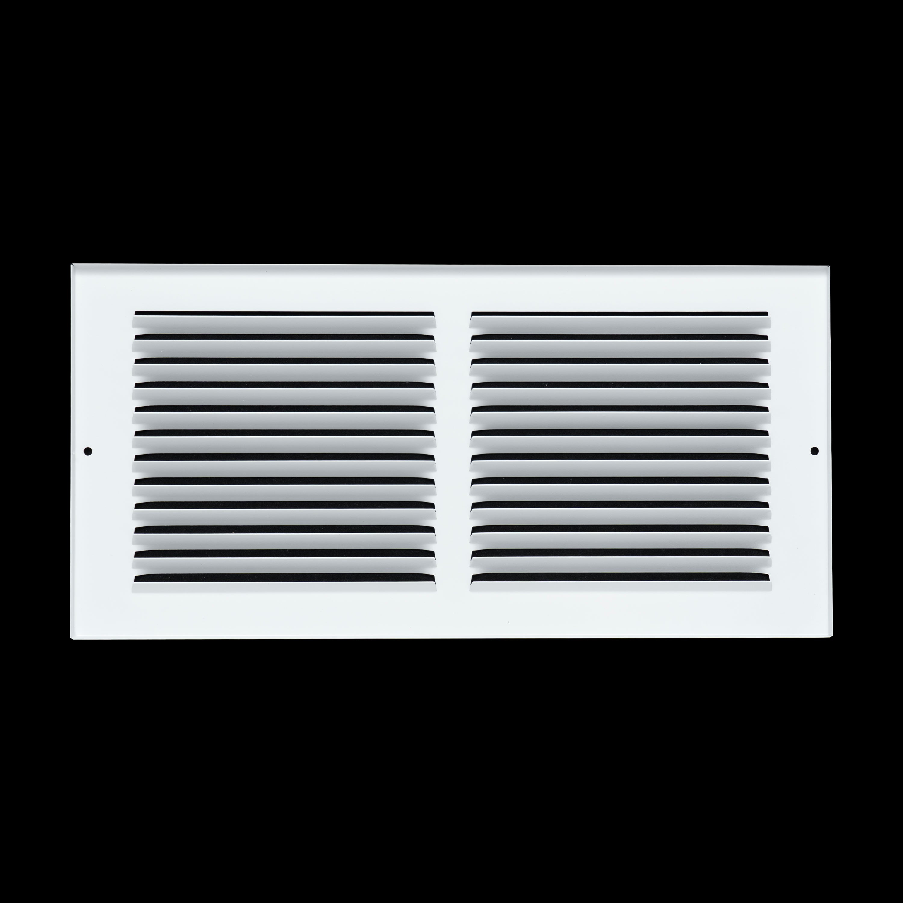 14 x 6-inch White Steel flat stamped return grille, rear view