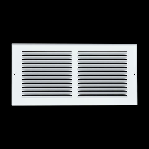 14 x 6-inch White Steel flat stamped return grille, rear view