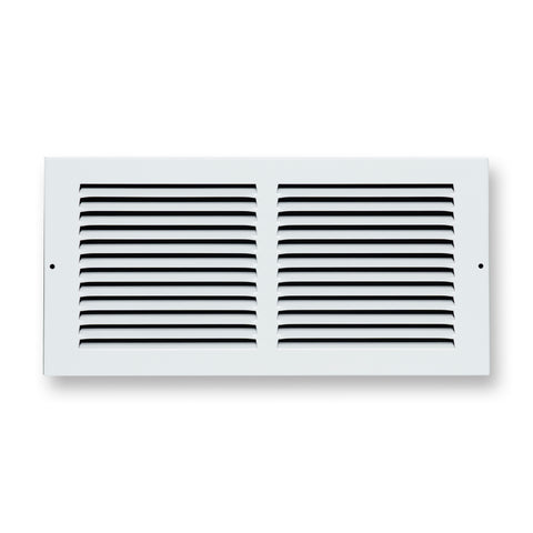 14 x 6-inch White Steel flat stamped return grille, front view 2