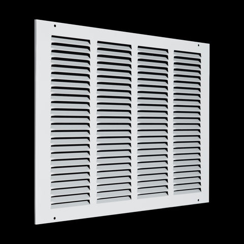 16 x 12-inch White Steel flat stamped return grille, angled view
