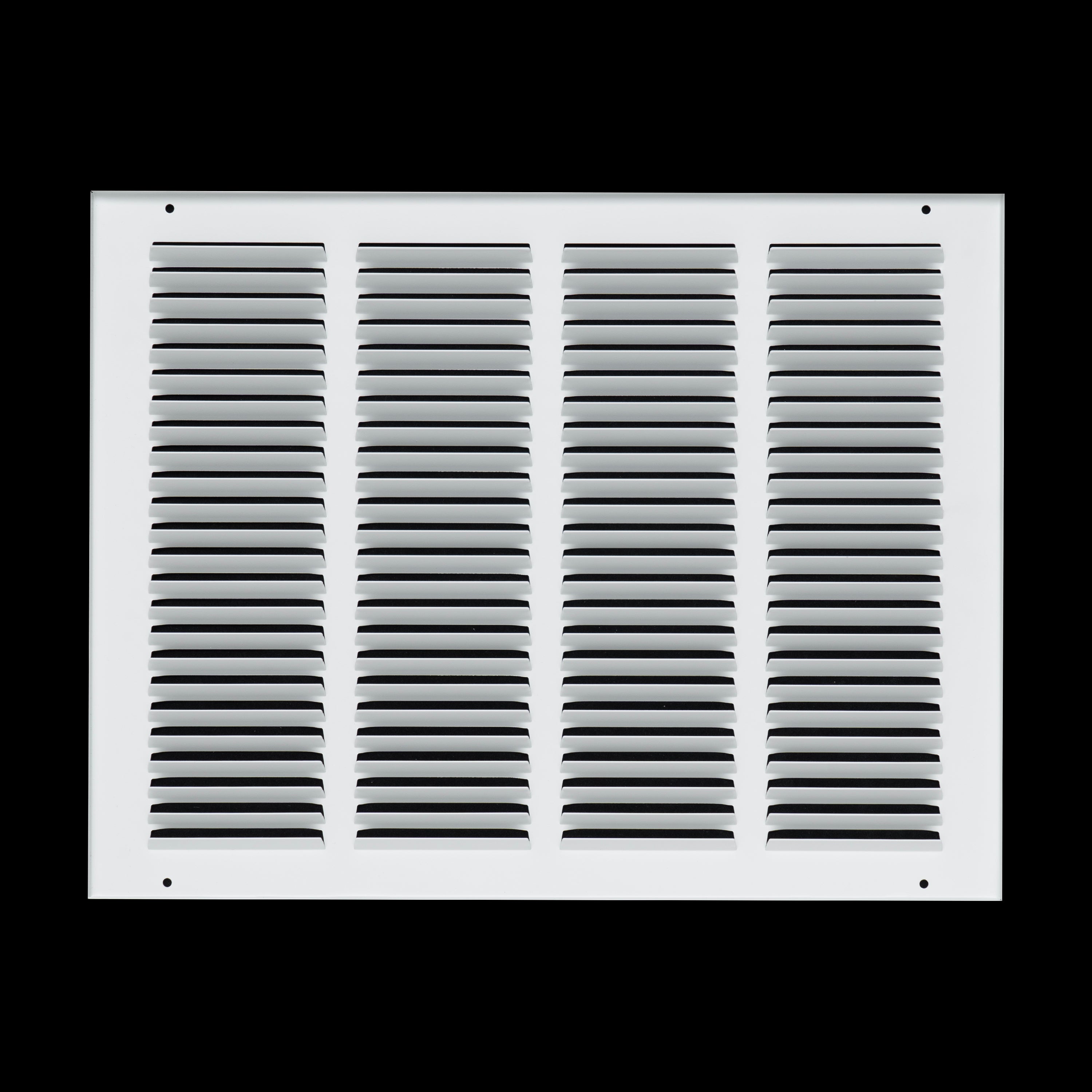 16 x 12-inch White Steel flat stamped return grille, rear view