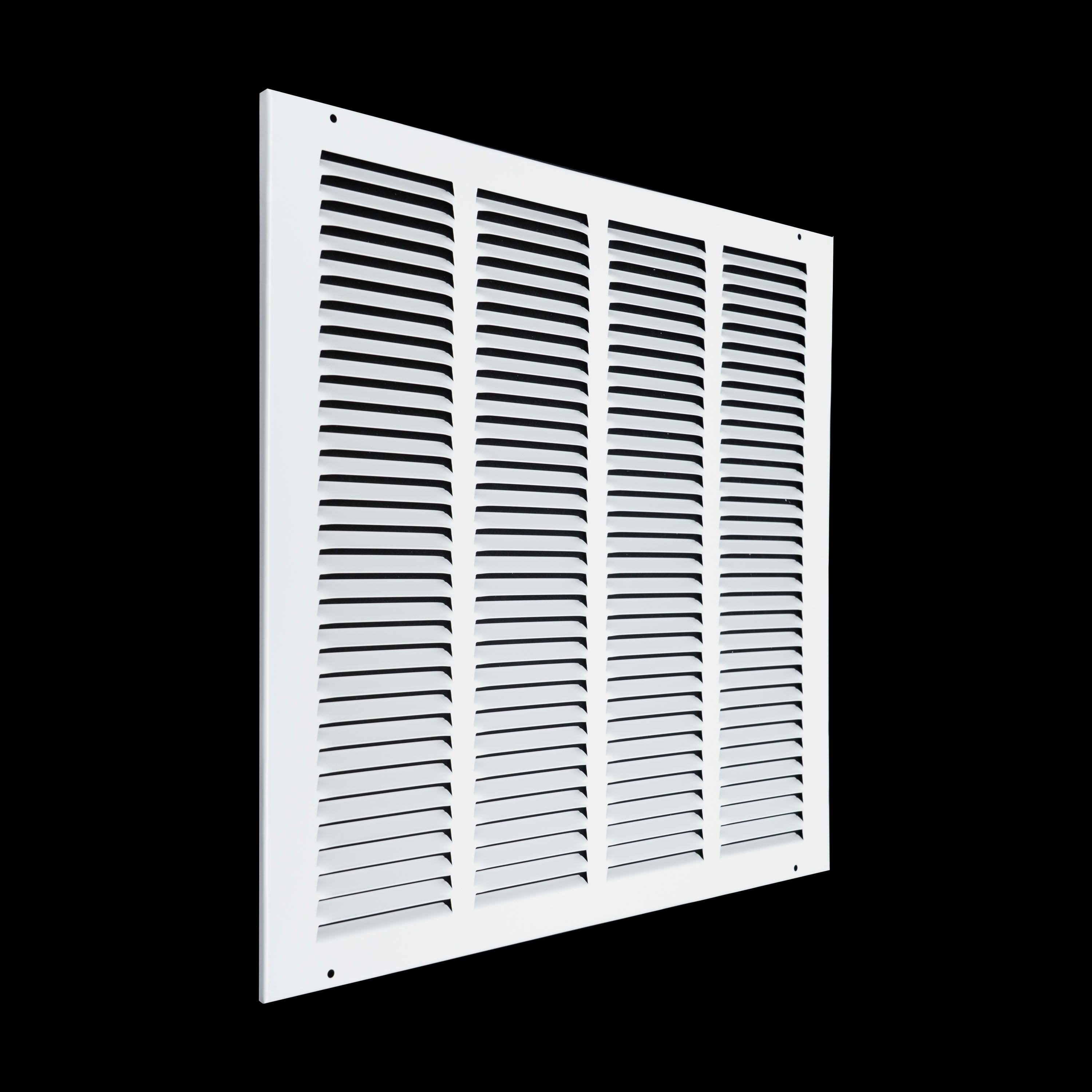 16 x 16-inch White Steel flat stamped return grille, angled view