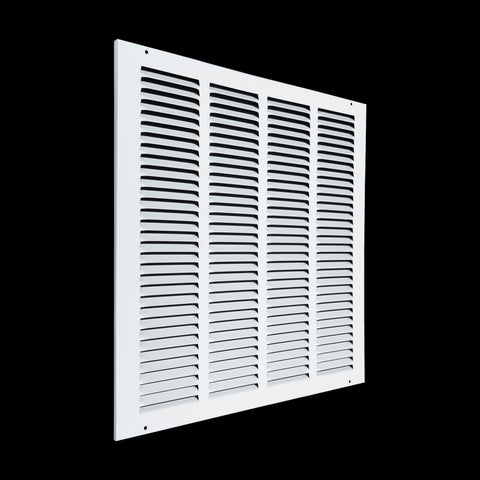 16 x 16-inch White Steel flat stamped return grille, angled view