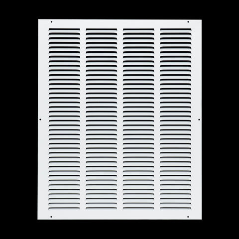 16 x 20-inch White Steel flat stamped return grille, front view