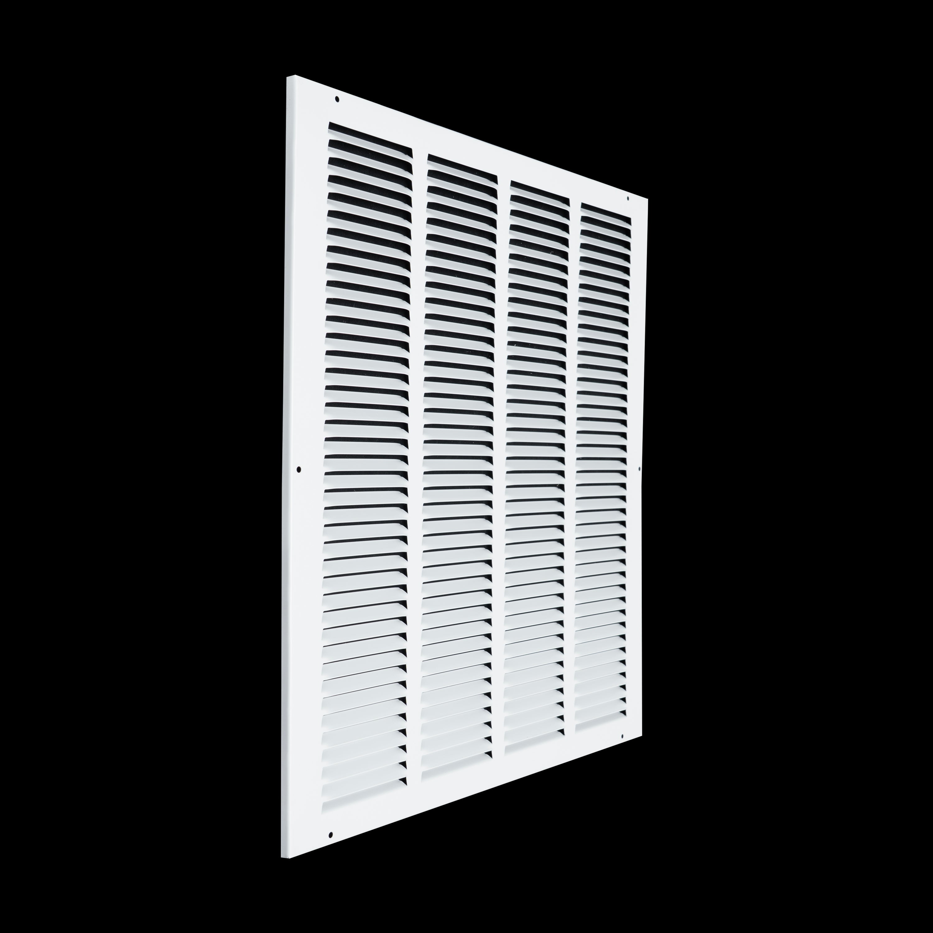 16 x 20-inch White Steel flat stamped return grille, angled view
