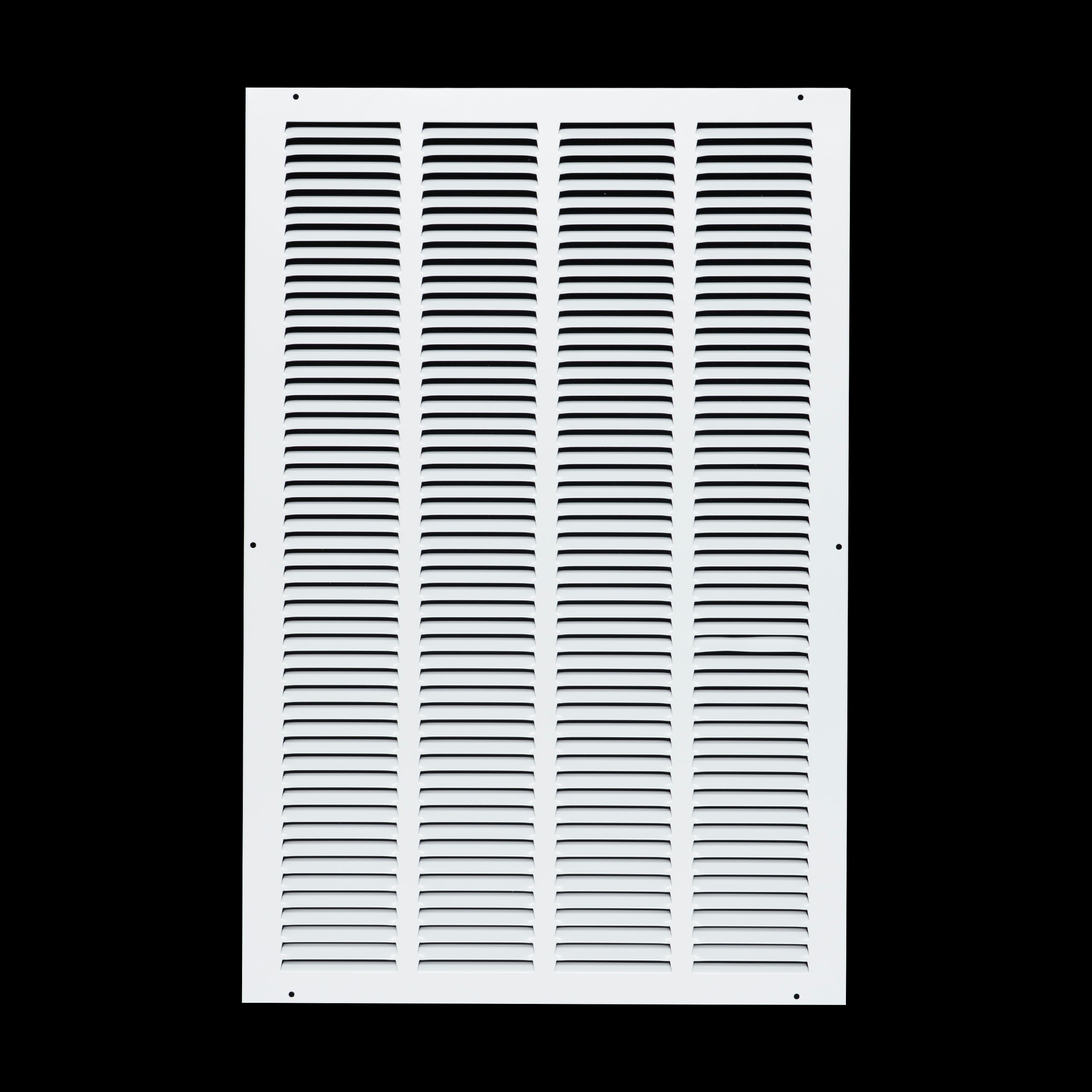 16 x 25-inch White Steel flat stamped return grille, front view
