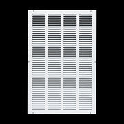 16 x 25-inch White Steel flat stamped return grille, front view