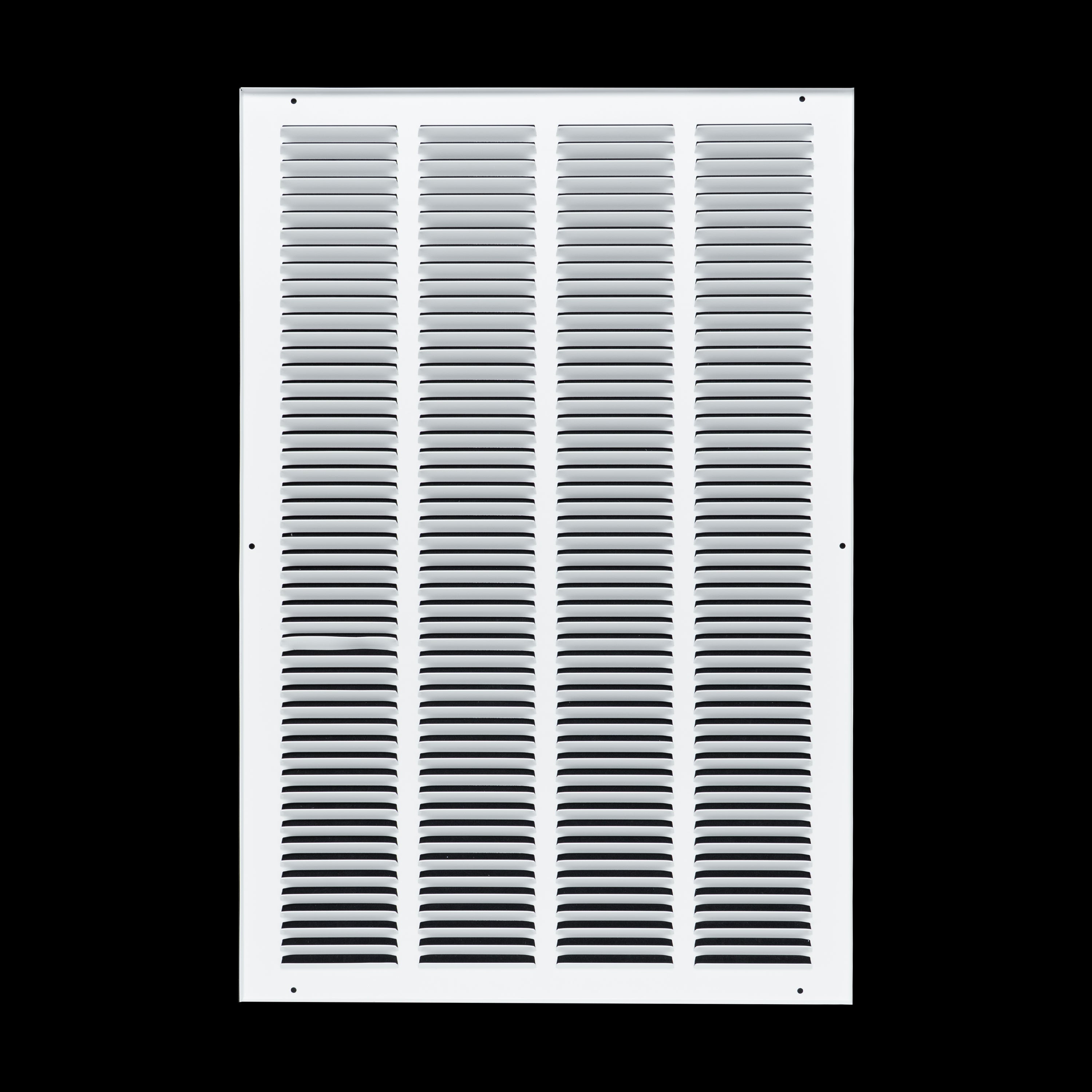16 x 25-inch White Steel flat stamped return grille, rear view