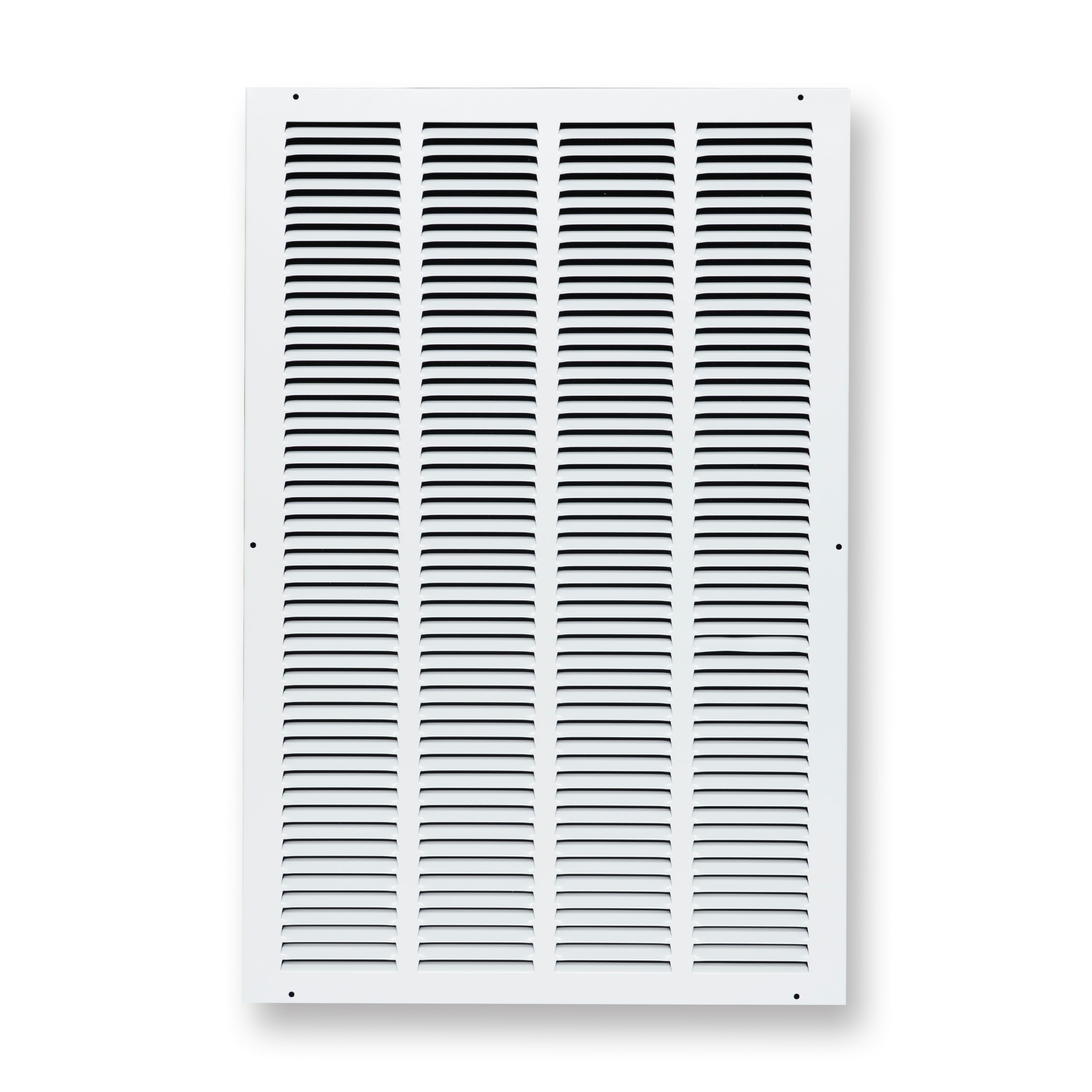 16 x 25-inch White Steel flat stamped return grille, front view 2