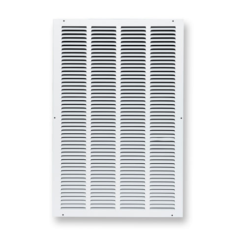 16 x 25-inch White Steel flat stamped return grille, front view 2