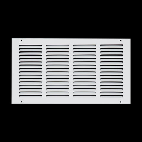 16 x 8-inch White Steel flat stamped return grille, front view