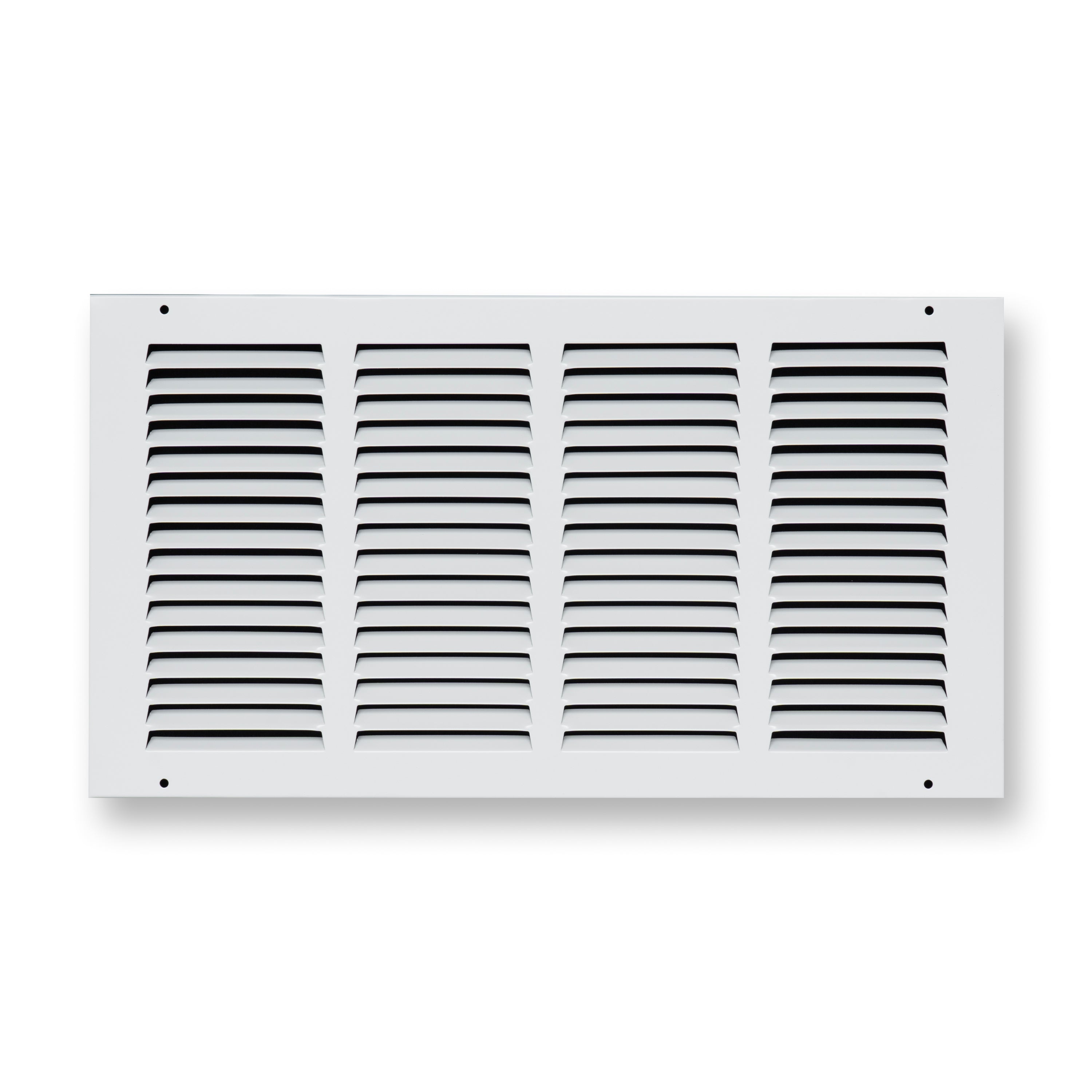 16 x 8-inch White Steel flat stamped return grille, front view 2