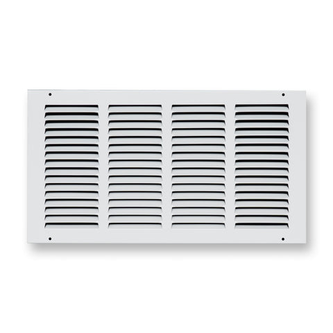 16 x 8-inch White Steel flat stamped return grille, front view 2