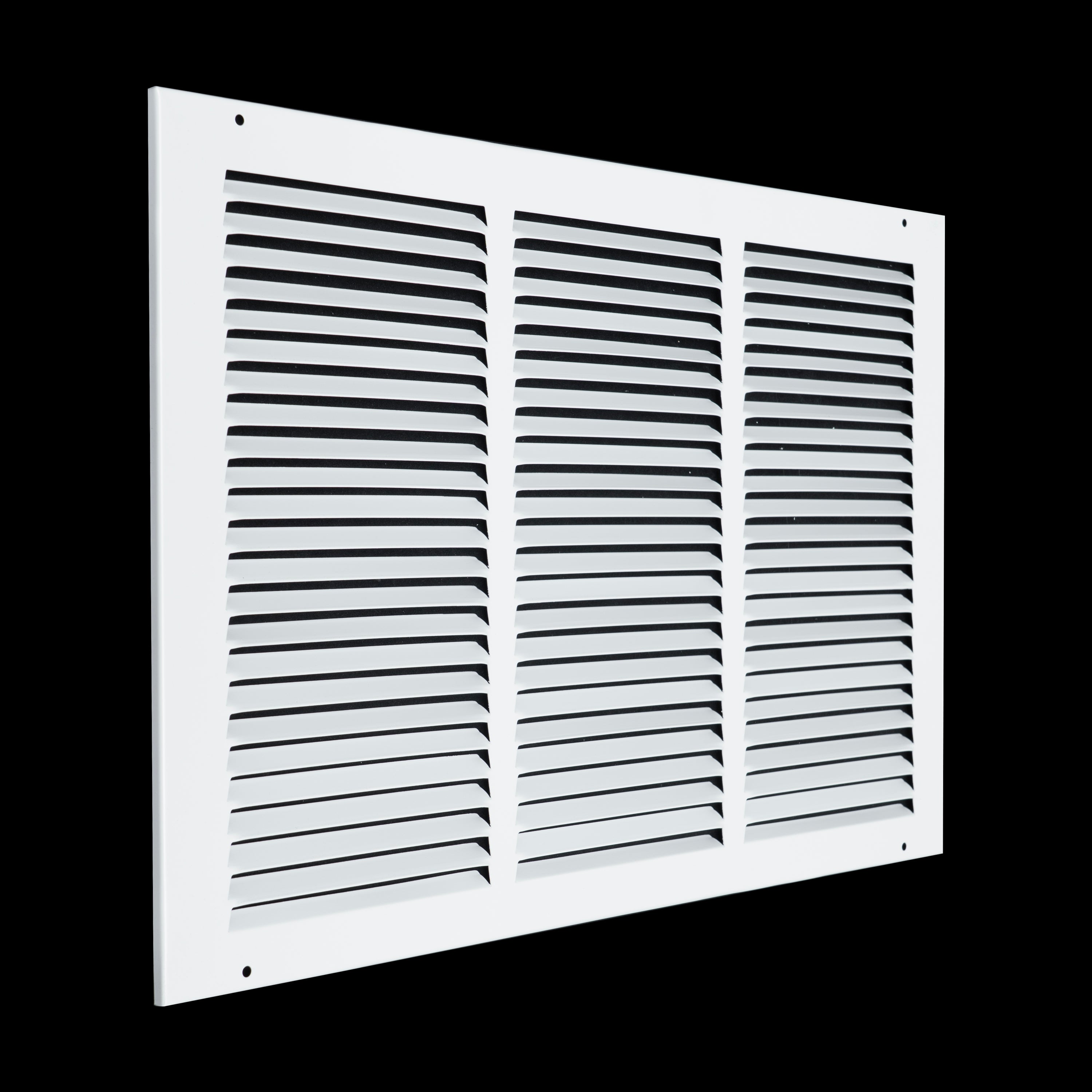 18 x 12-inch White Steel flat stamped return grille, angled view