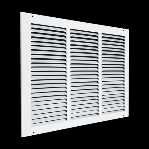 18 x 12-inch White Steel flat stamped return grille, angled view
