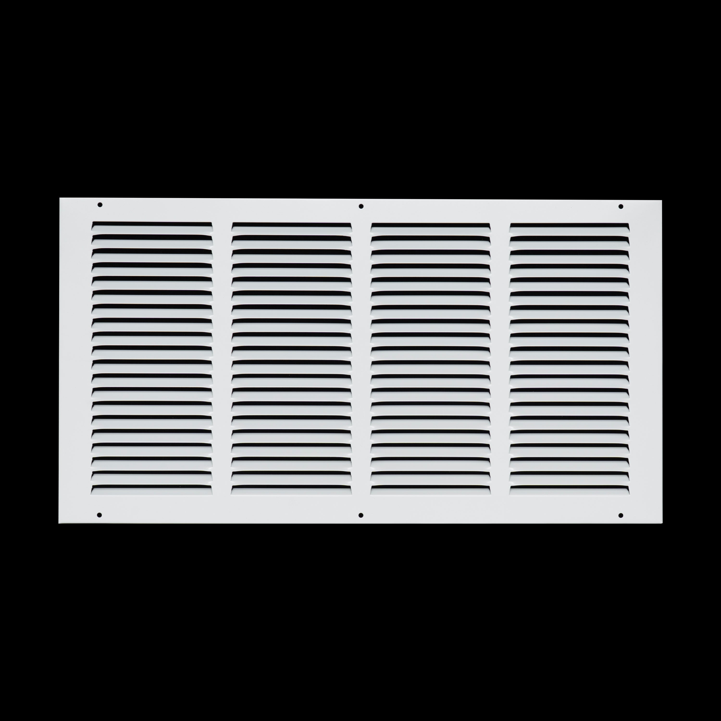20 x 10-inch White Steel flat stamped return grille, front view