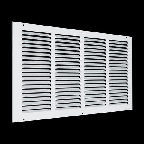 20 x 10-inch White Steel flat stamped return grille, angled view