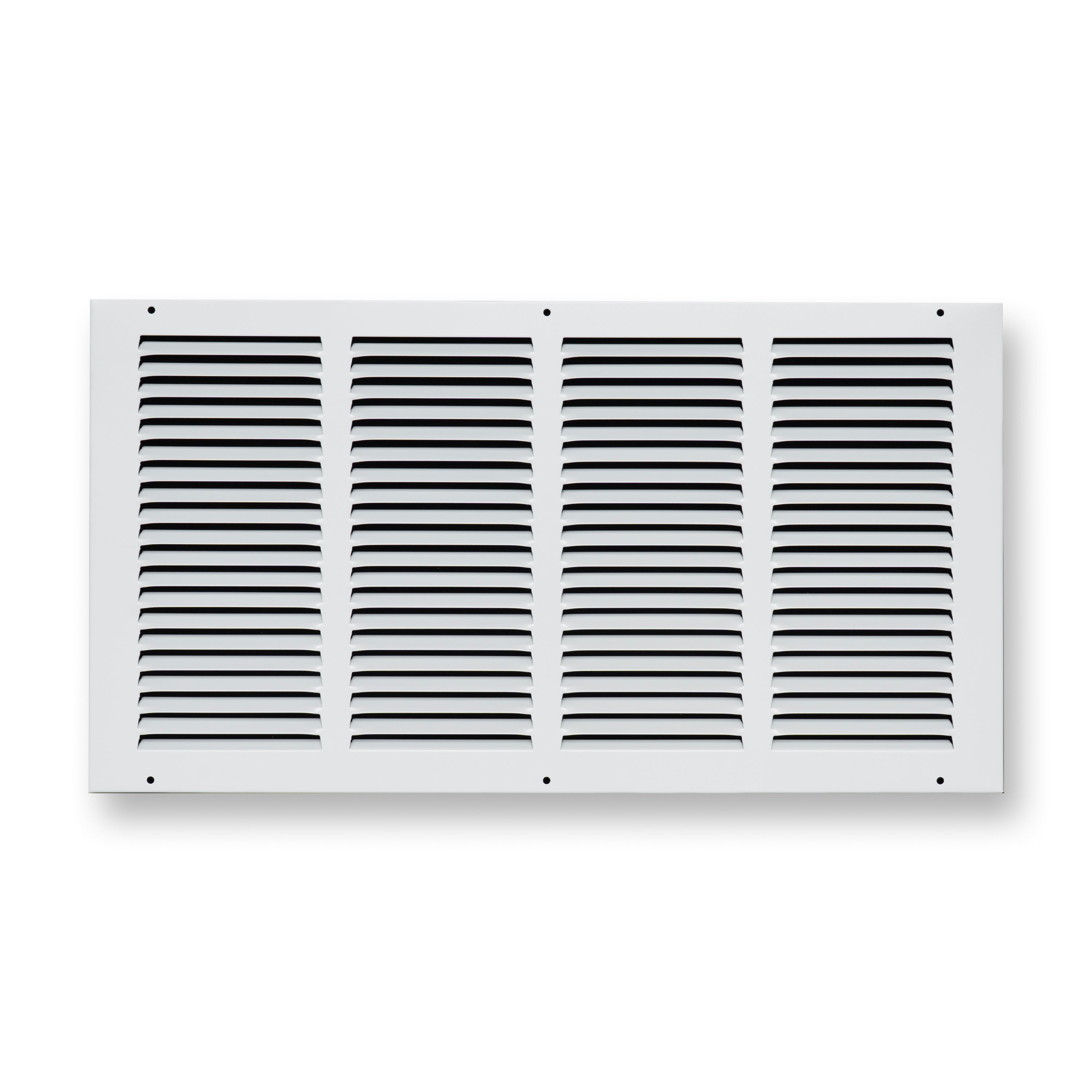 20 x 10-inch White Steel flat stamped return grille, front view 2