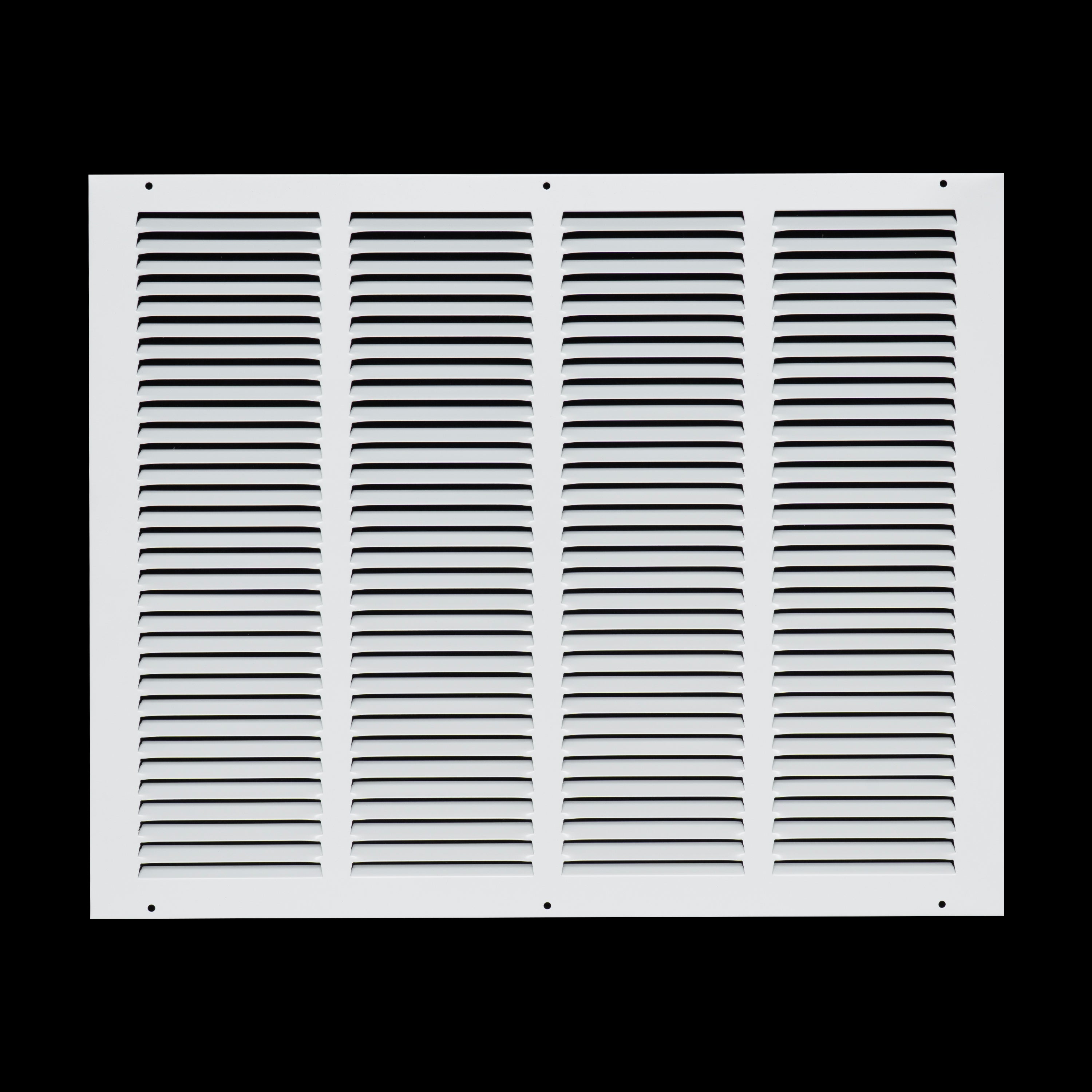 20 x 16-inch White Steel flat stamped return grille, front view