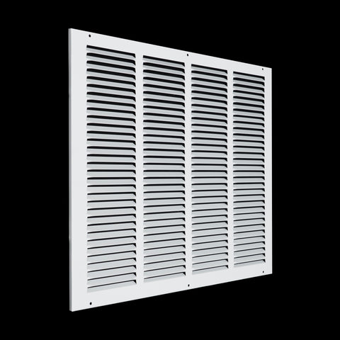 20 x 16-inch White Steel flat stamped return grille, angled view