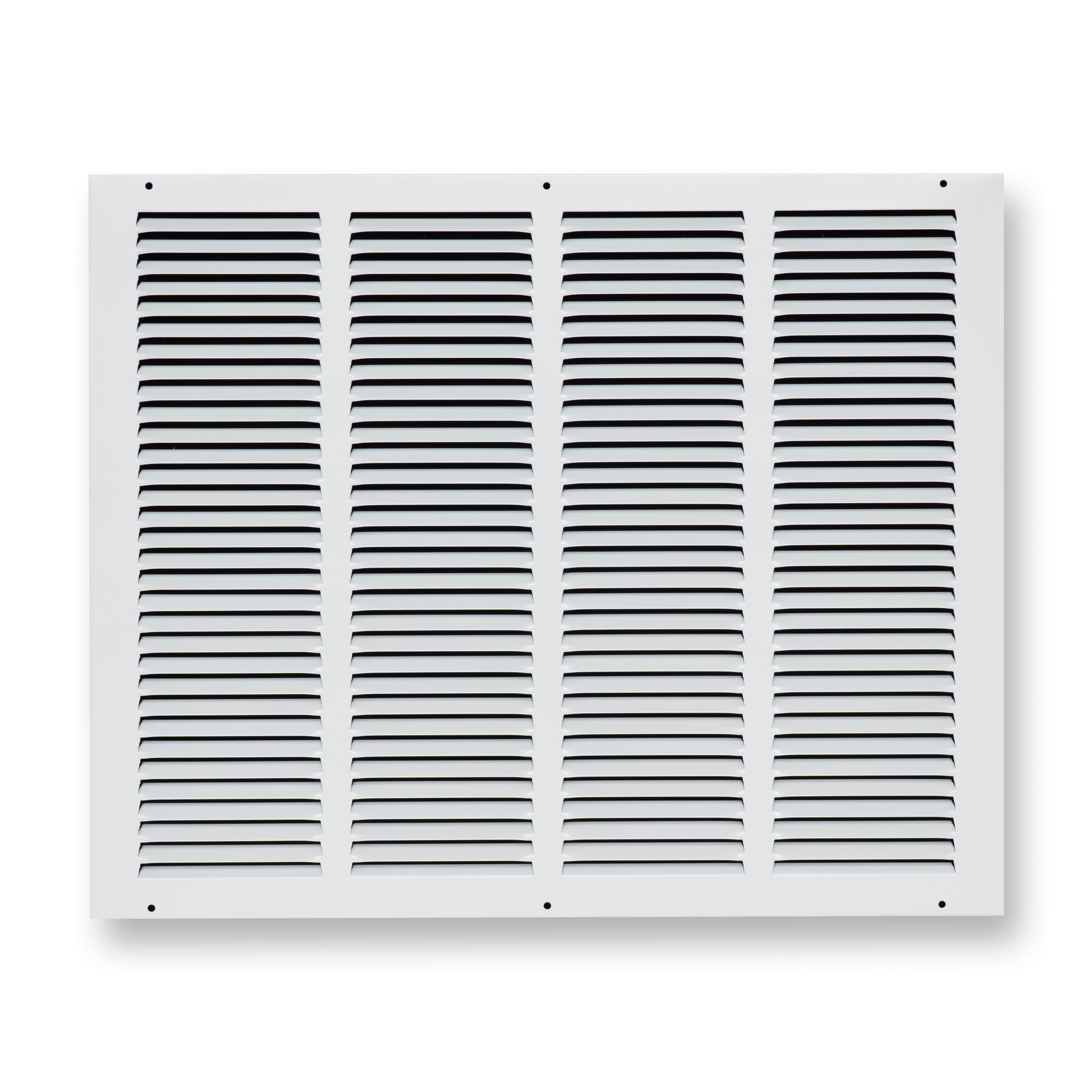 20 x 16-inch White Steel flat stamped return grille, front view 2