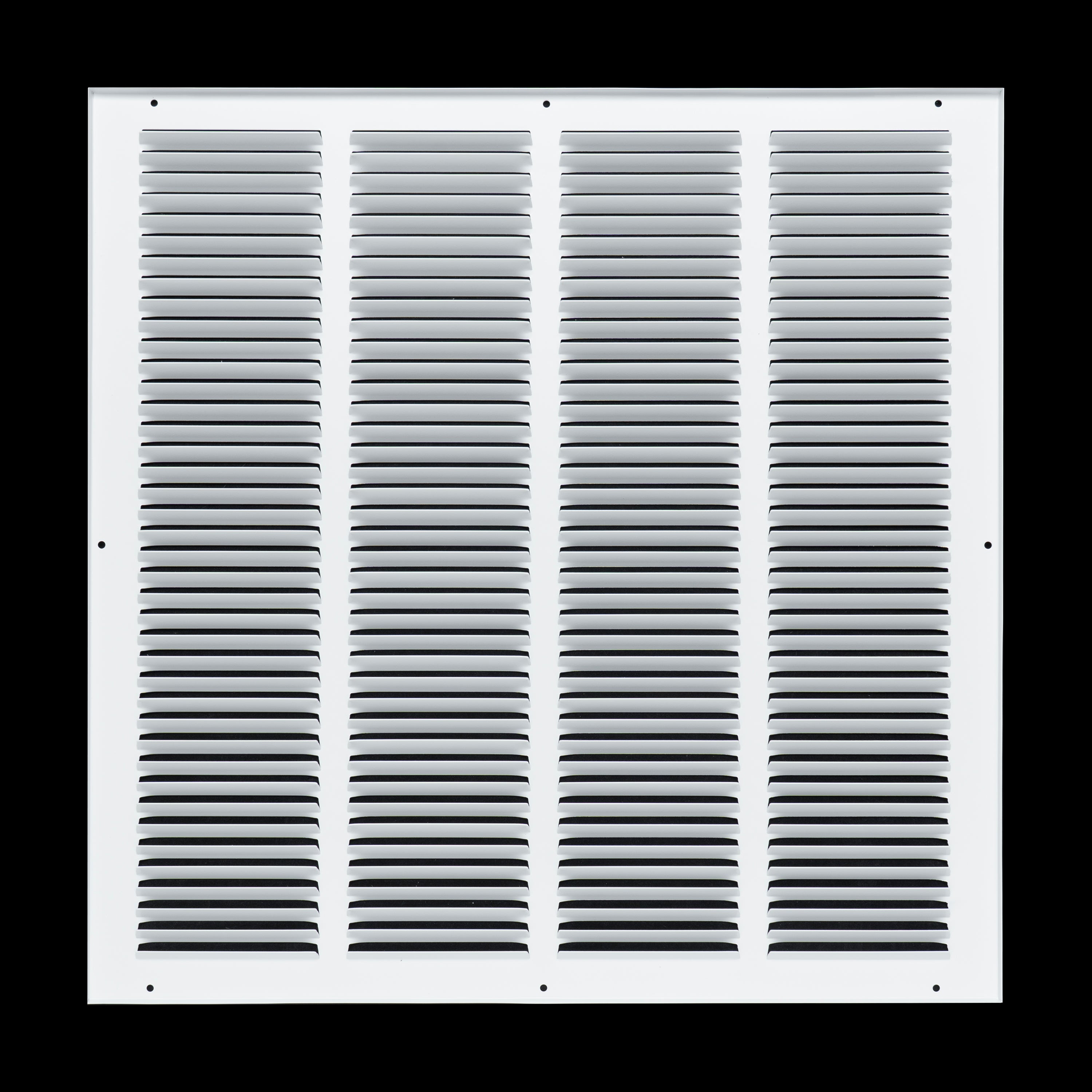 20 x 20-inch White Steel flat stamped return grille, rear view