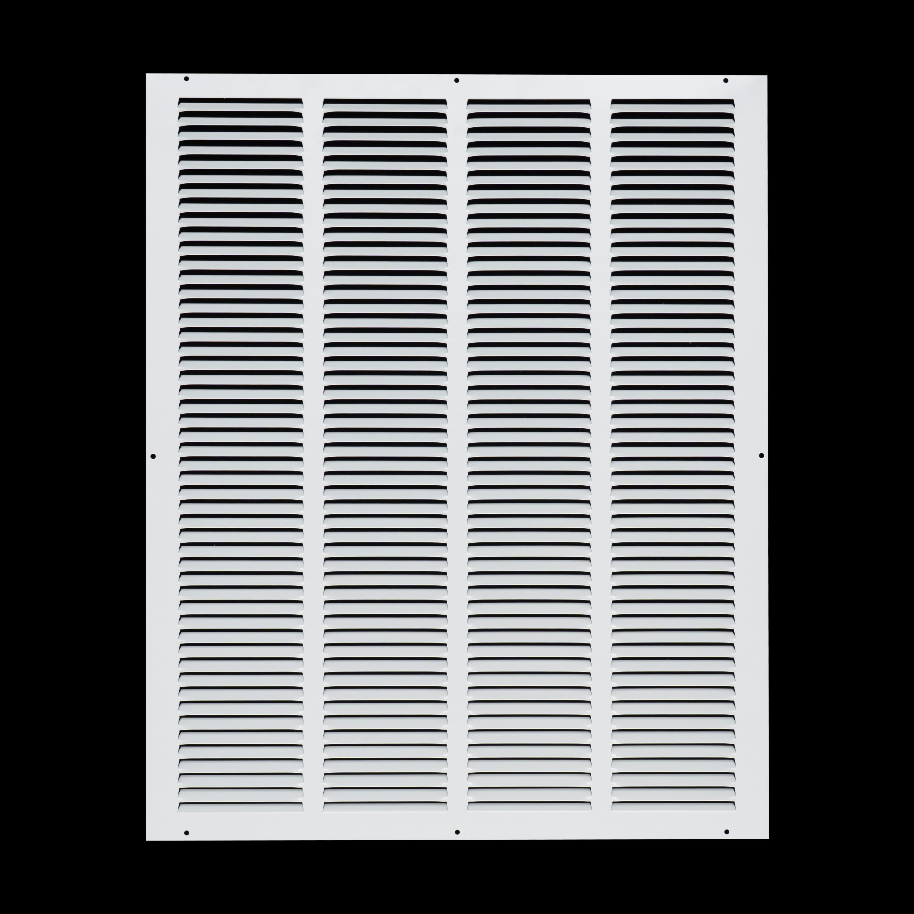 20 x 25-inch White Steel flat stamped return grille, front view