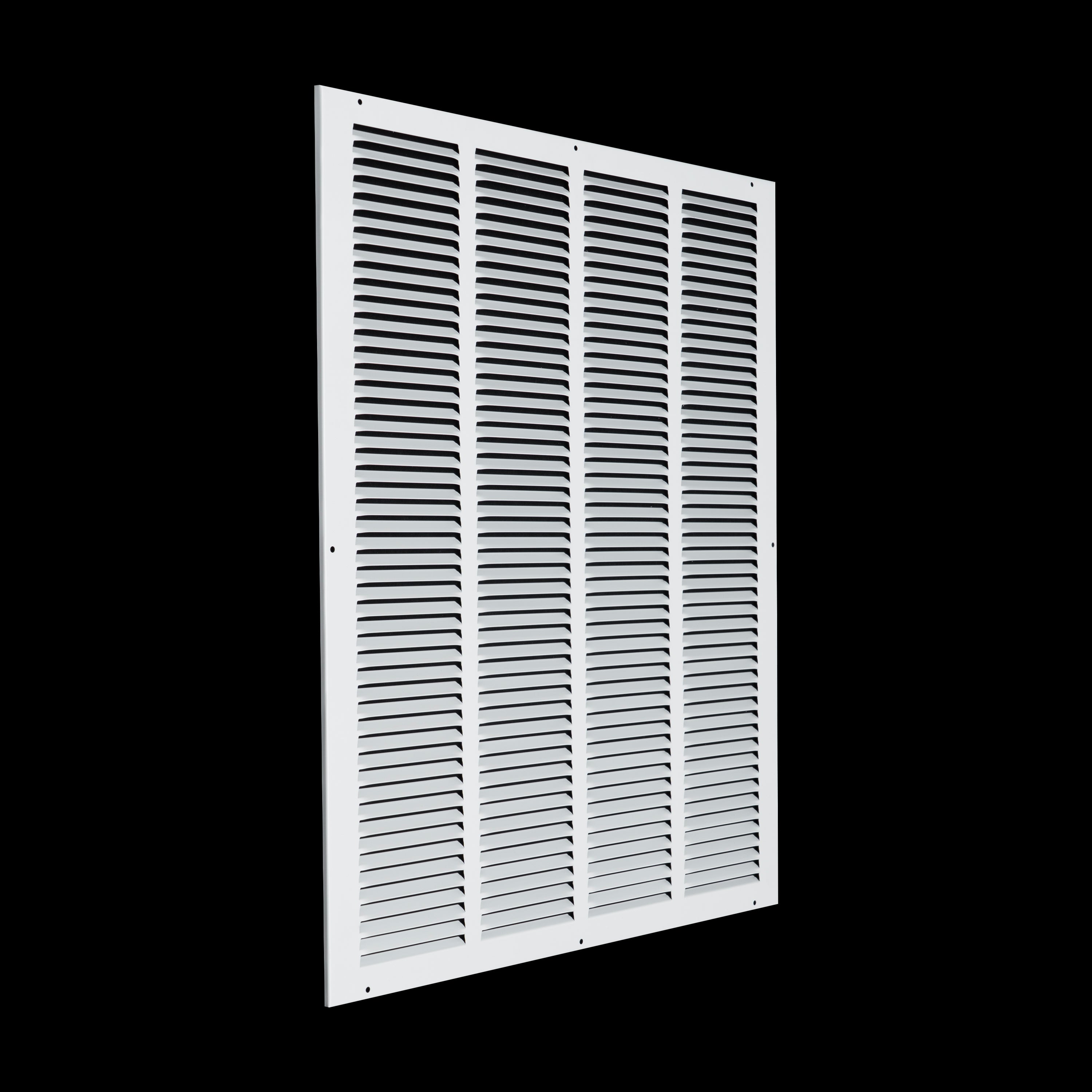 20 x 25-inch White Steel flat stamped return grille, angled view