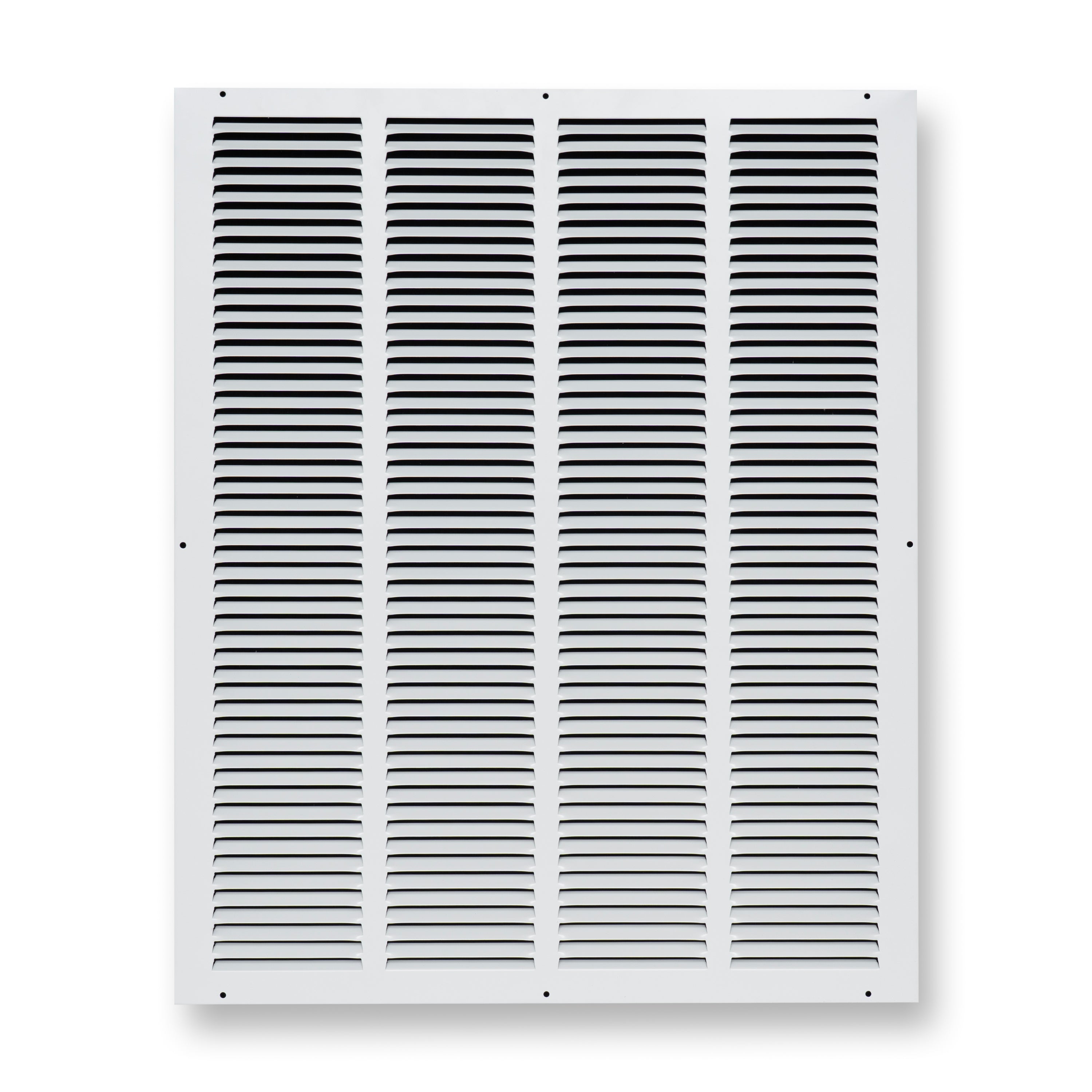 20 x 25-inch White Steel flat stamped return grille, front view 2