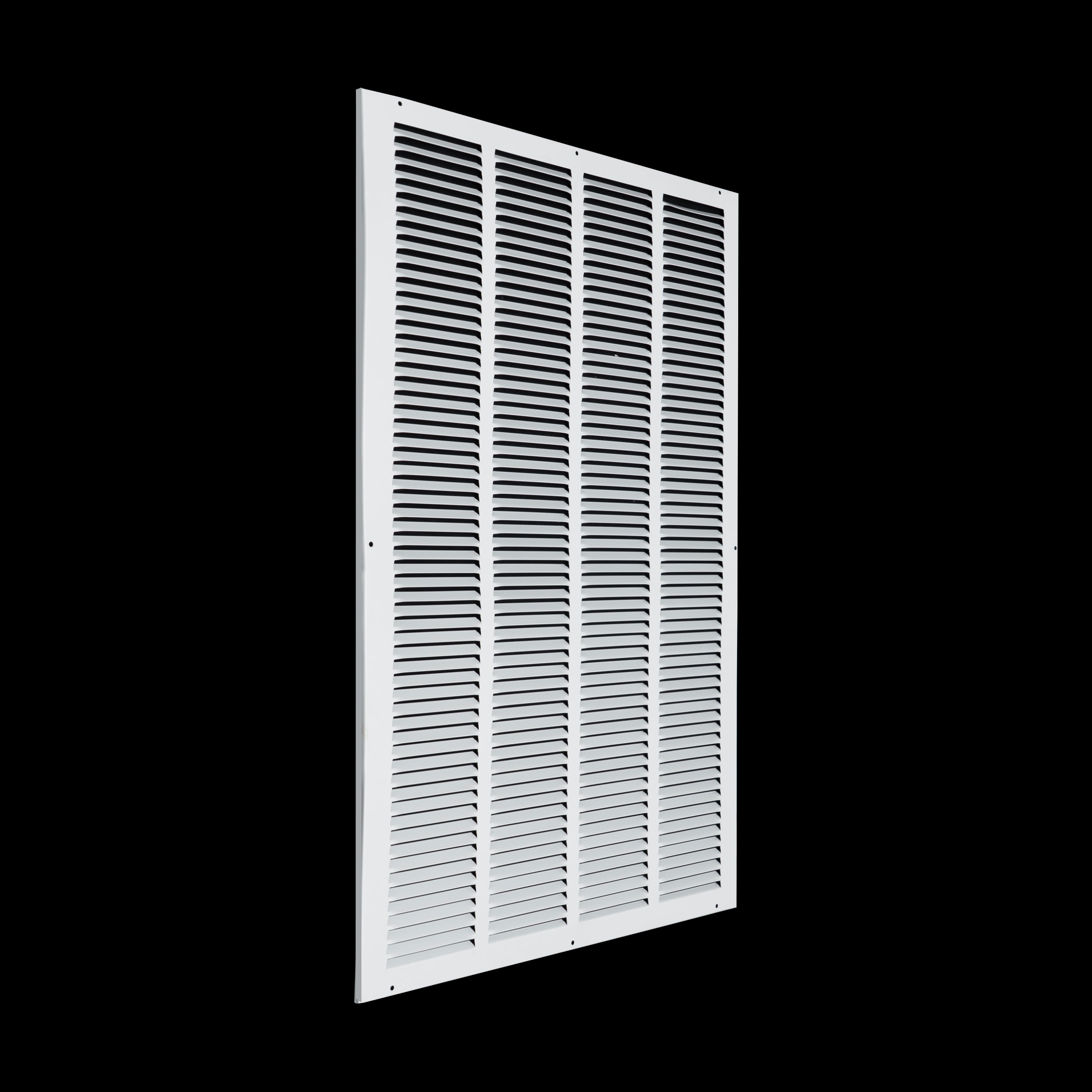 20 x 30-inch White Steel flat stamped return grille, angled view