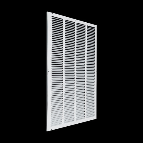 20 x 30-inch White Steel flat stamped return grille, angled view