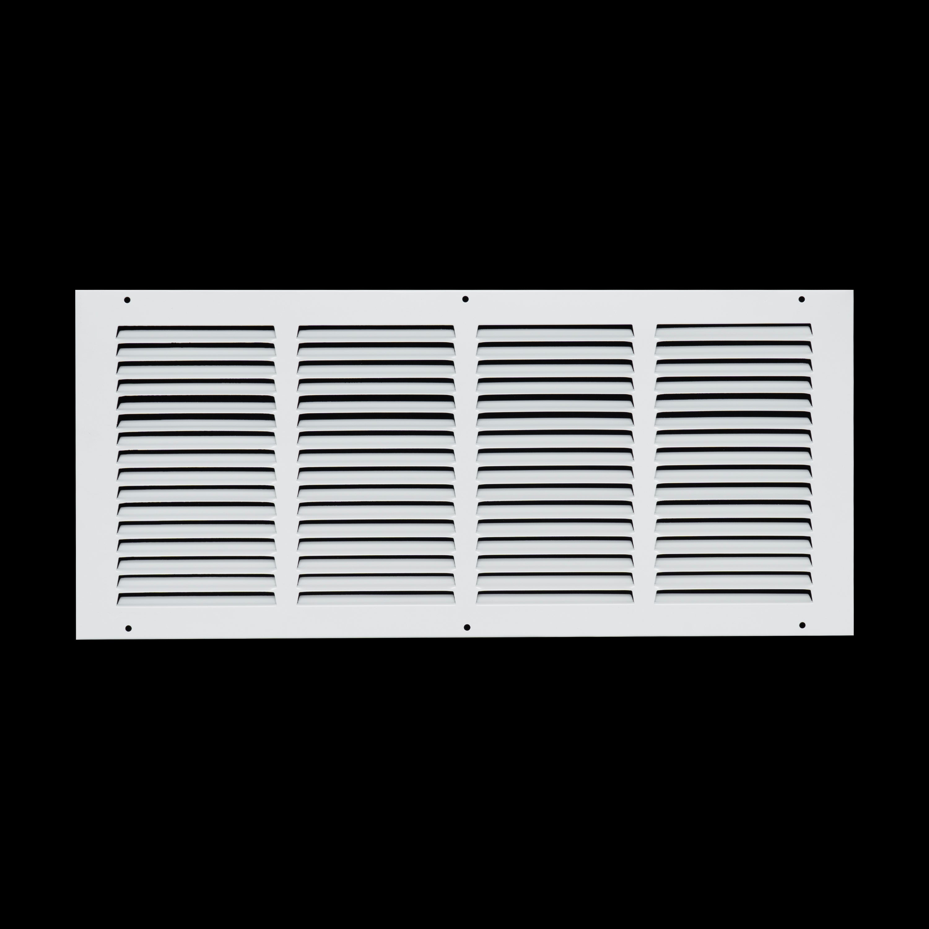20 x 8-inch White Steel flat stamped return grille, front view