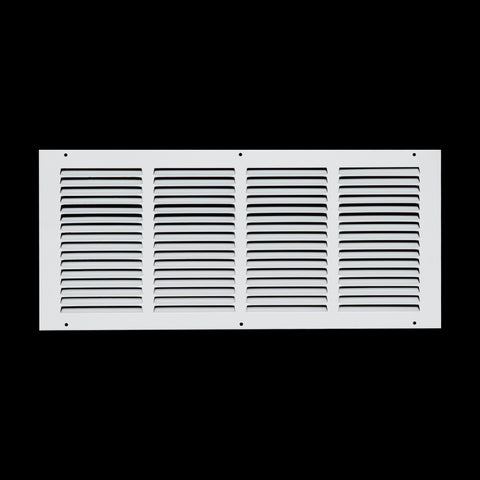 20 x 8-inch White Steel flat stamped return grille, front view