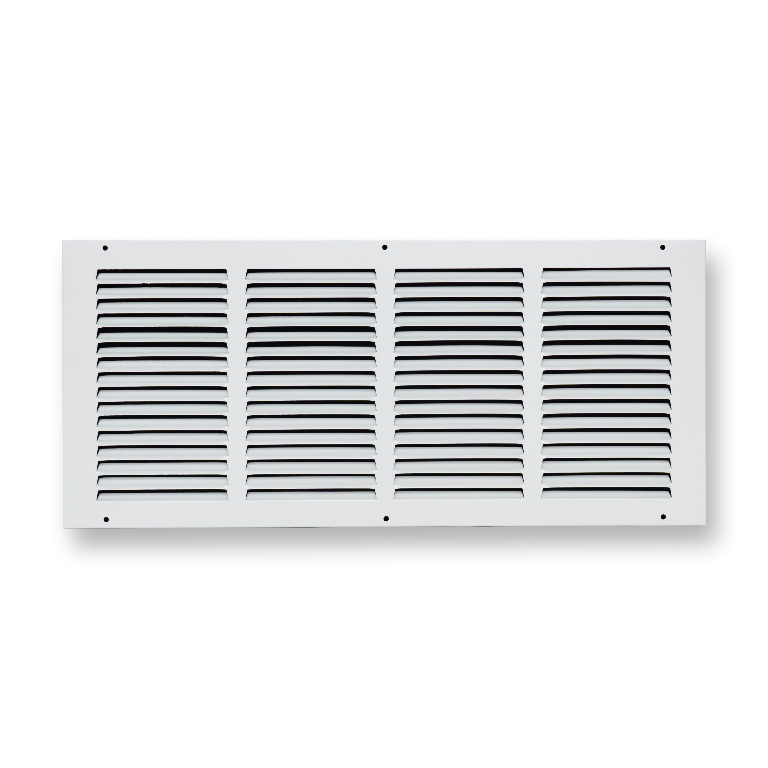 20 x 8-inch White Steel flat stamped return grille, front view 2