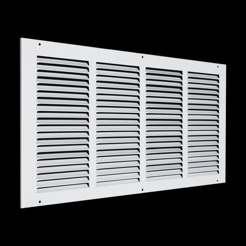 22 x 10-inch White Steel flat stamped return grille, angled view
