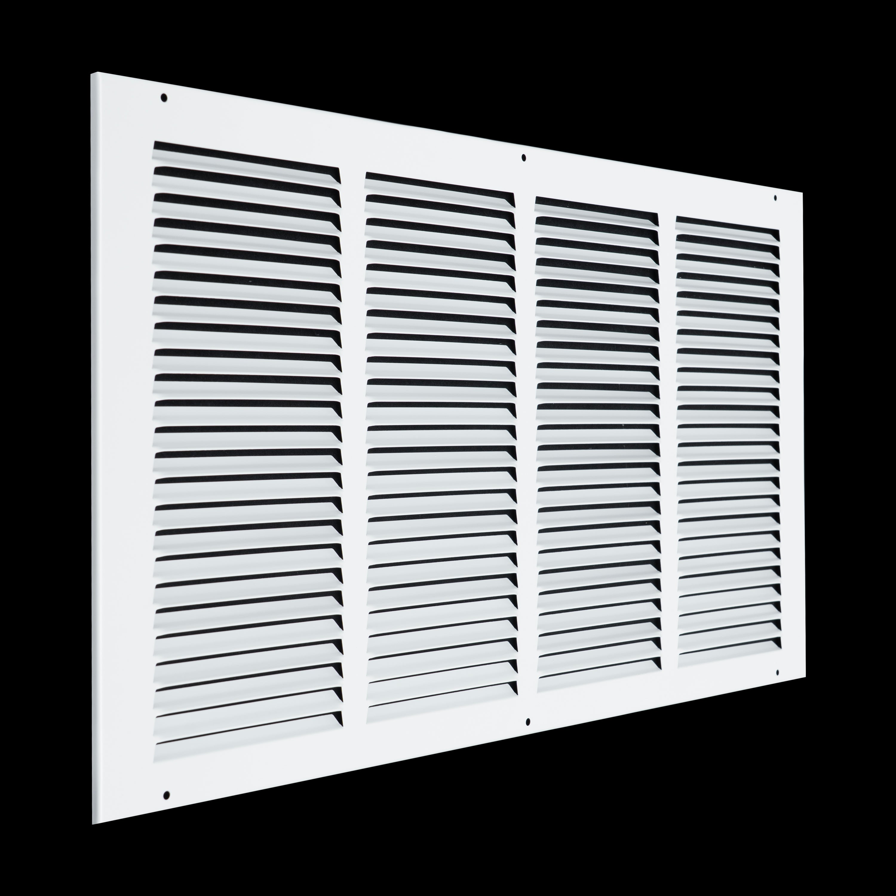 22 x 12-inch White Steel flat stamped return grille, angled view