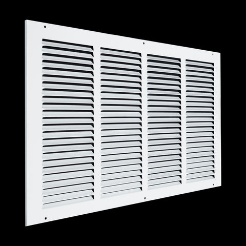 22 x 12-inch White Steel flat stamped return grille, angled view