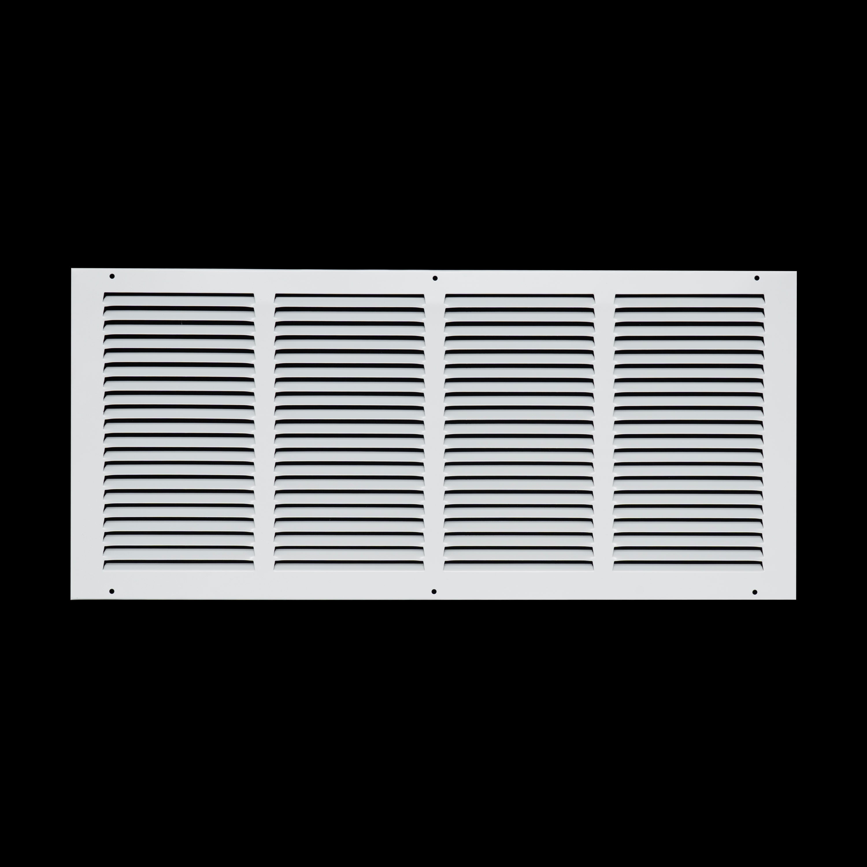 24 x 10-inch White Steel flat stamped return grille, front view