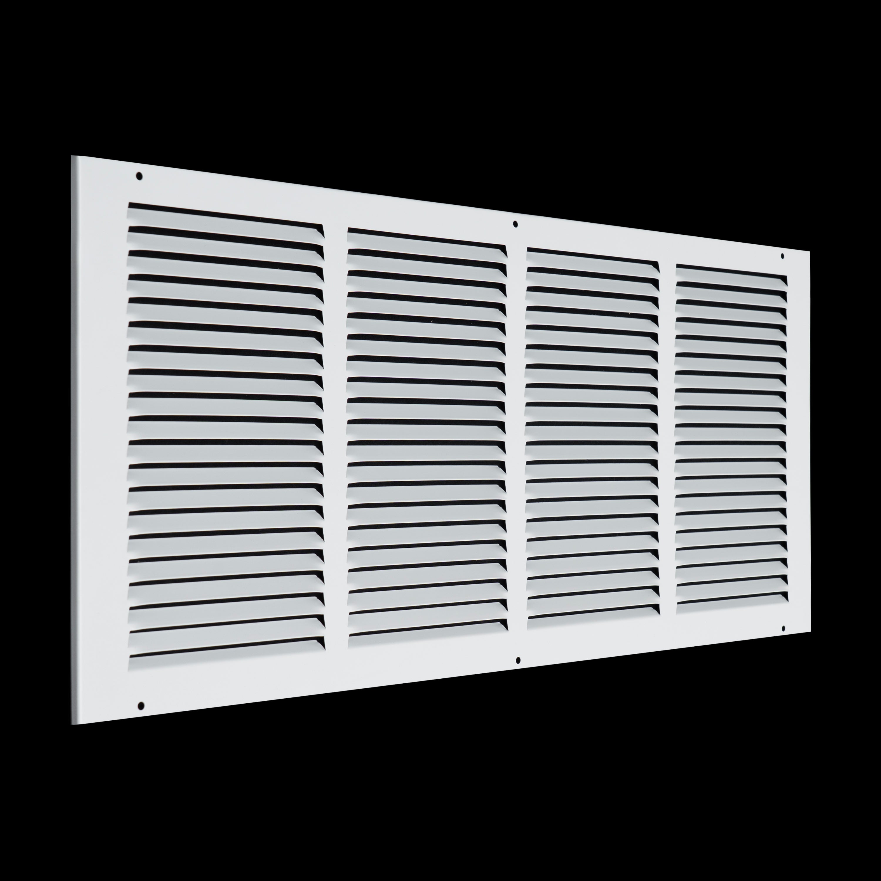 24 x 10-inch White Steel flat stamped return grille, angled view