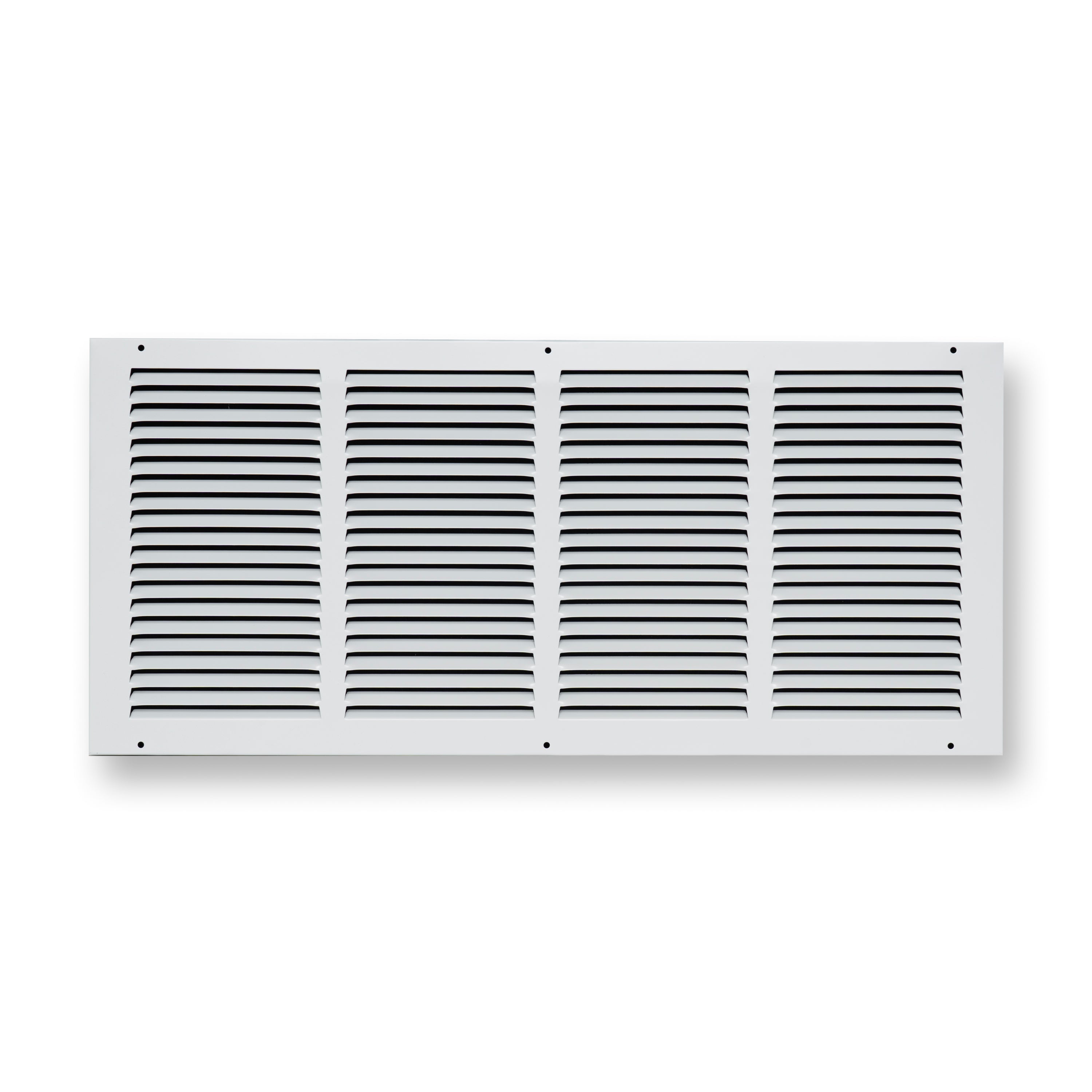24 x 10-inch White Steel flat stamped return grille, front view 2